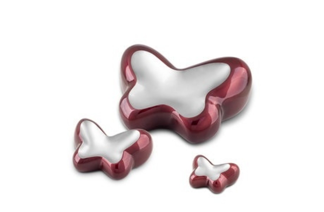 Metaal urn rood Butterfly klein