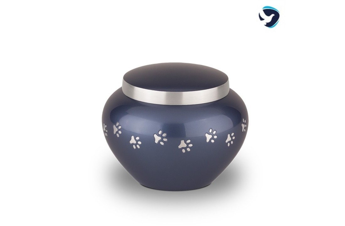 Kleine Metalen Dierenurn Blauw