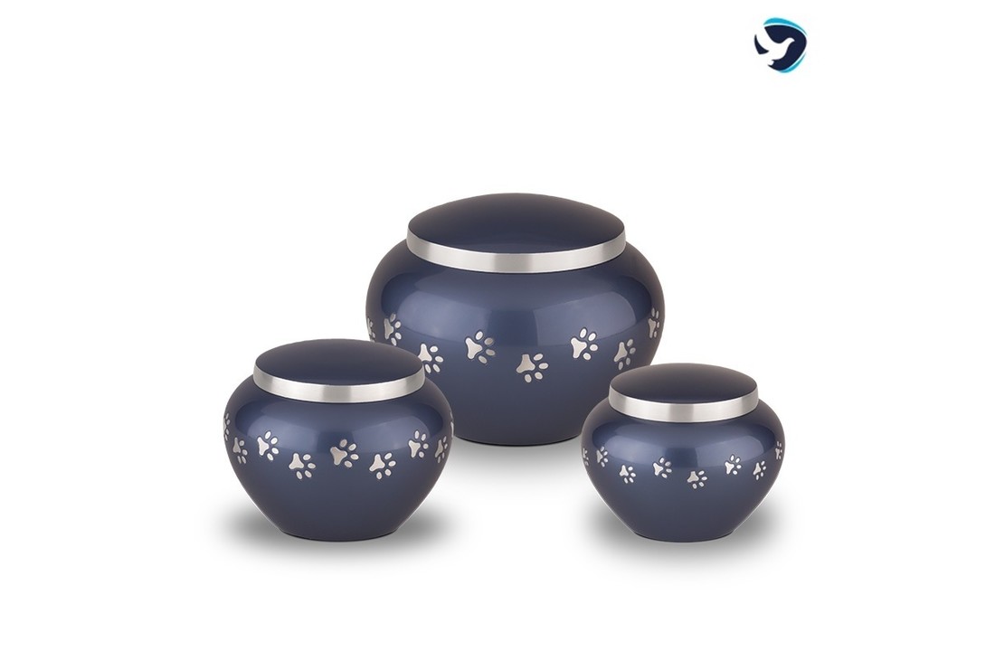 Metalen Dierenurn Blauw Medium