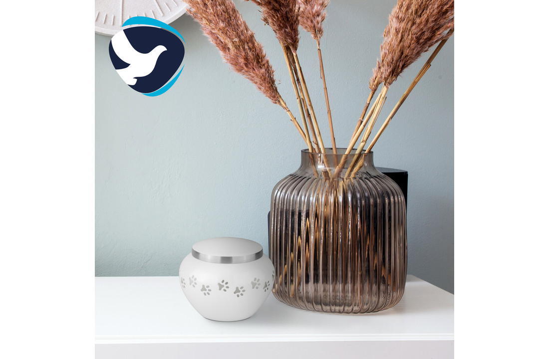 Metalen Dierenurn Wit Medium