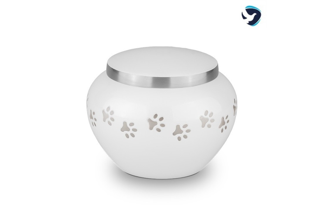 Metalen Dierenurn Wit Medium