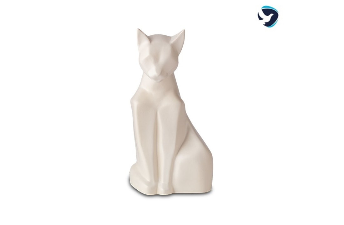 Katten Urn Metaal Wit Mat