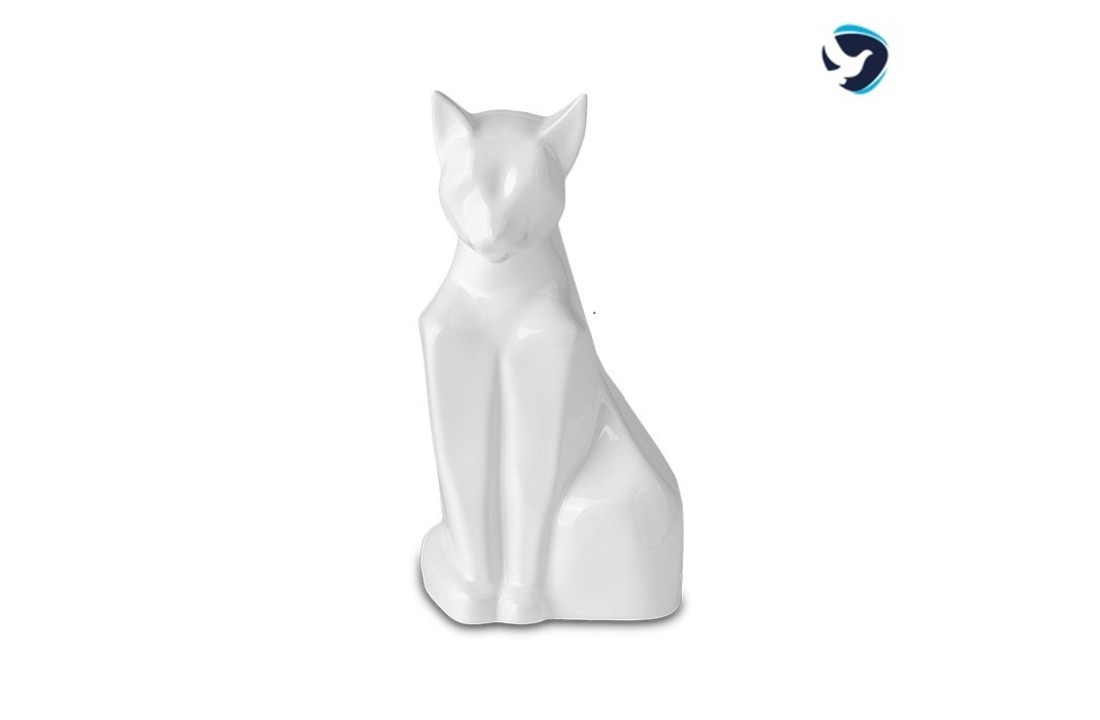 Katten Urn Metaal Wit Glans