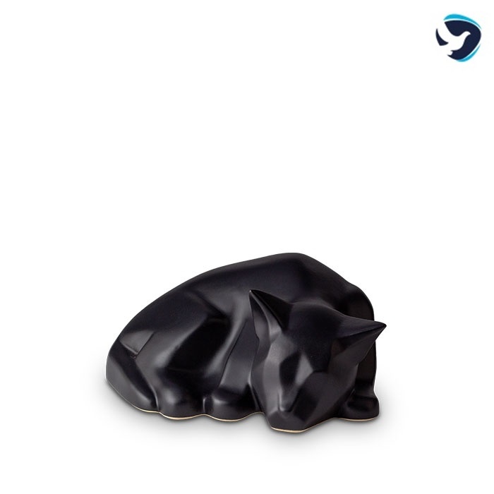 Liggende Kat Urn Zwart Mat