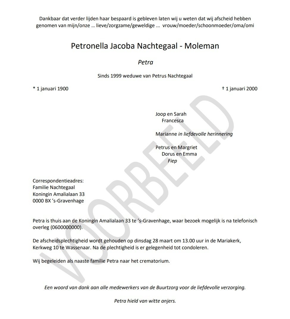 Rouwkaart Oostenrijk