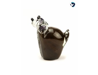 Glazen Dieren Urn Bruine Staande Hond