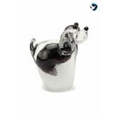 Glazen Dierenurn Zwart Wit Staande Hond