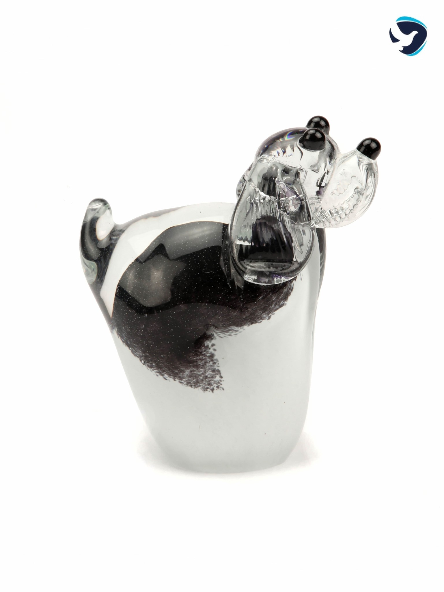 Glazen Dierenurn Zwart Wit Staande Hond