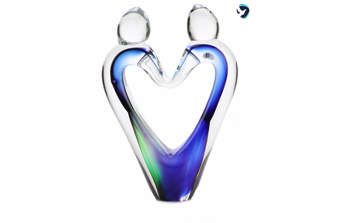 Glazen Liefdes Urn Hart Groen Blauw