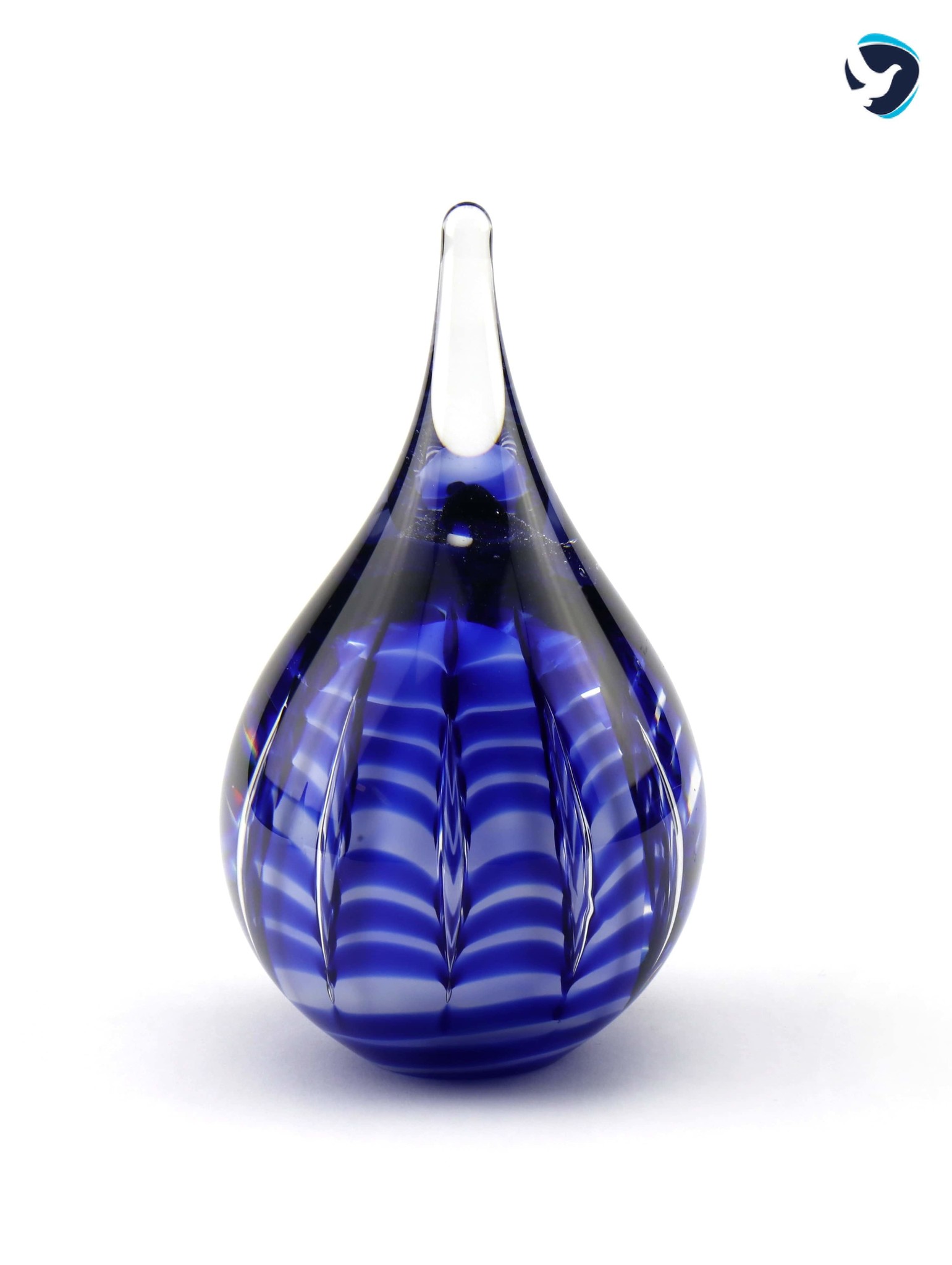 Glazen Urn Rimpeling Blauw
