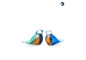 Glazen Dieren Urn  Vogel Blauw Wit Groen Bruin Oranje