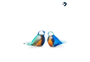 Glazen Dieren Urn  Vogel Blauw Wit Groen Bruin Oranje