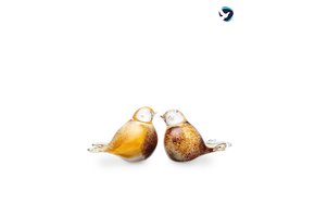 Glazen Dieren Urn Vogel Geel Bruin