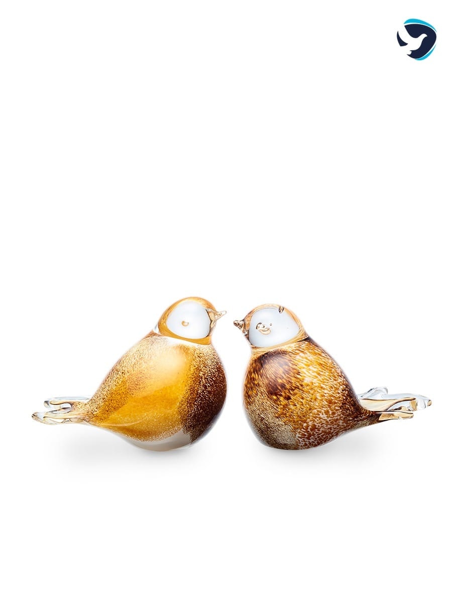 Glazen Dieren Urn Vogel Geel Bruin