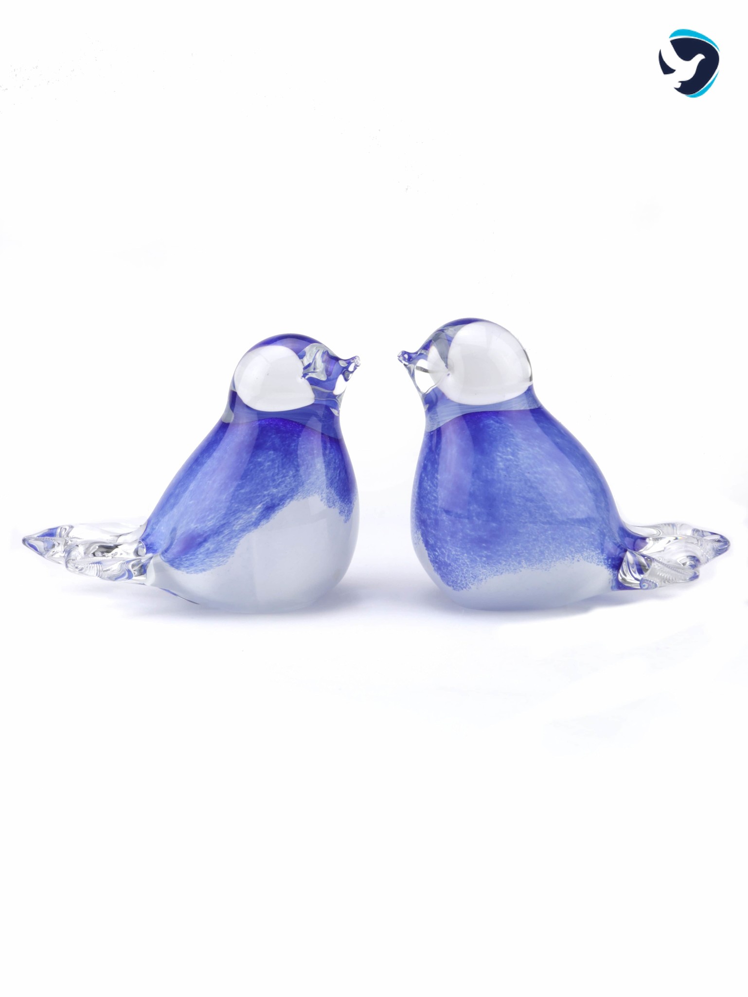 Glazen Dieren Urn Vogel Blauw Wit