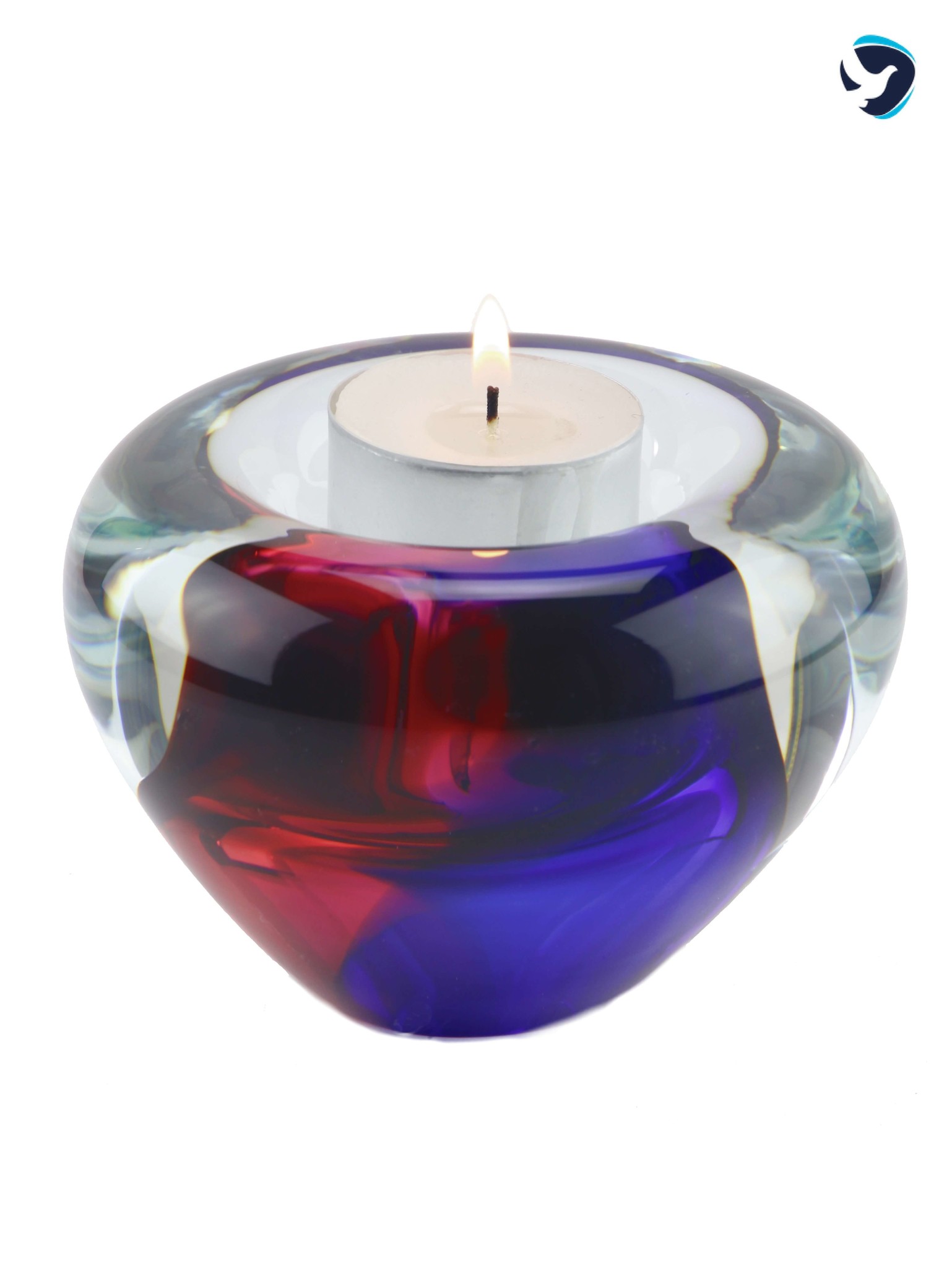 Glazen Urn Theelicht Roze Blauw