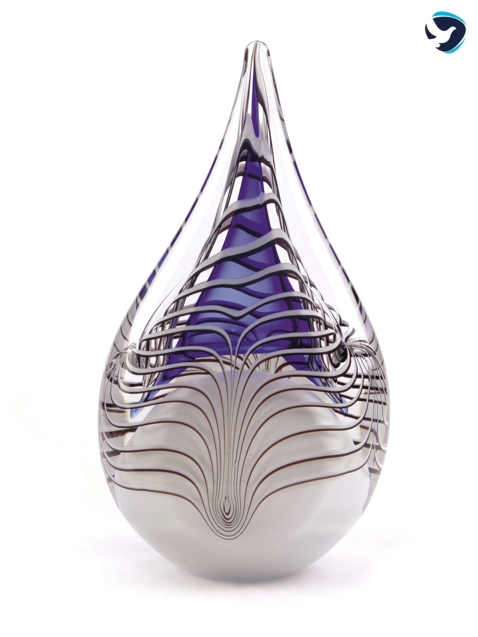 Grote Glazen Druppel Urn Blauw