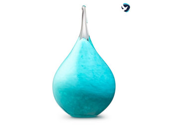 Glazen Urn Druppel Turquoise Mat