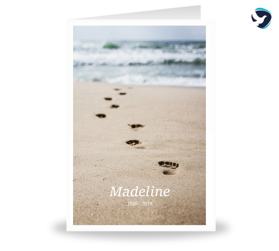 Rouwkaart Voetstappen in het Zand