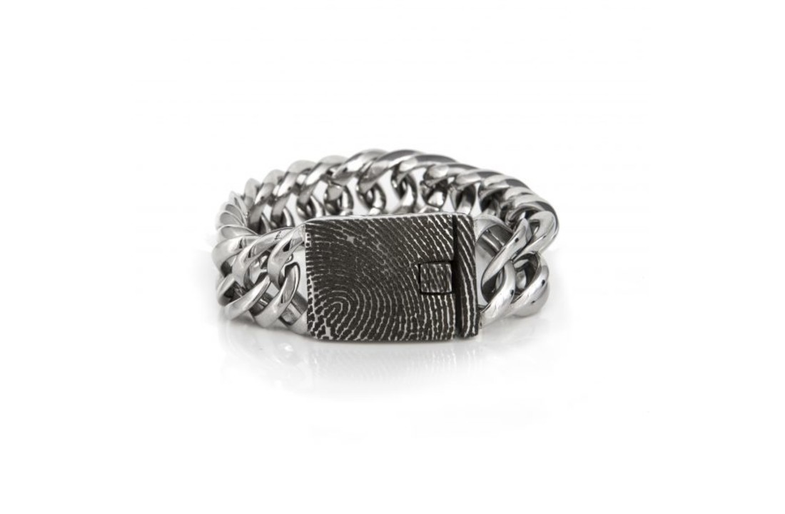 Edelstalen vingerafdruk armband met bakslot