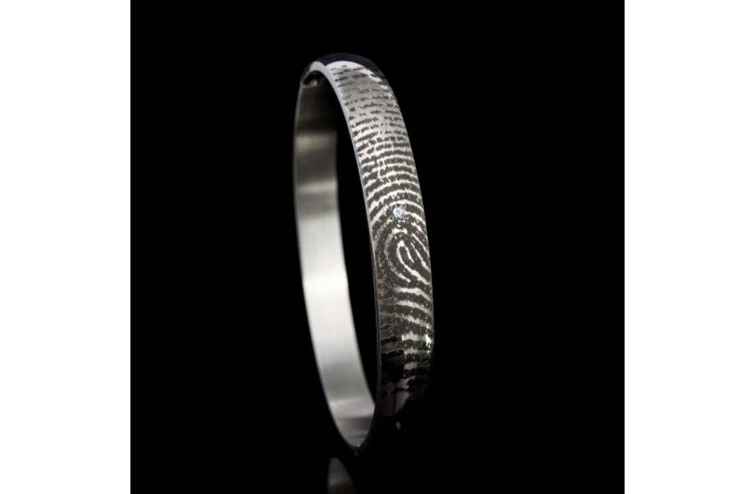 Armband Zilver met steentje en vingerafdruk