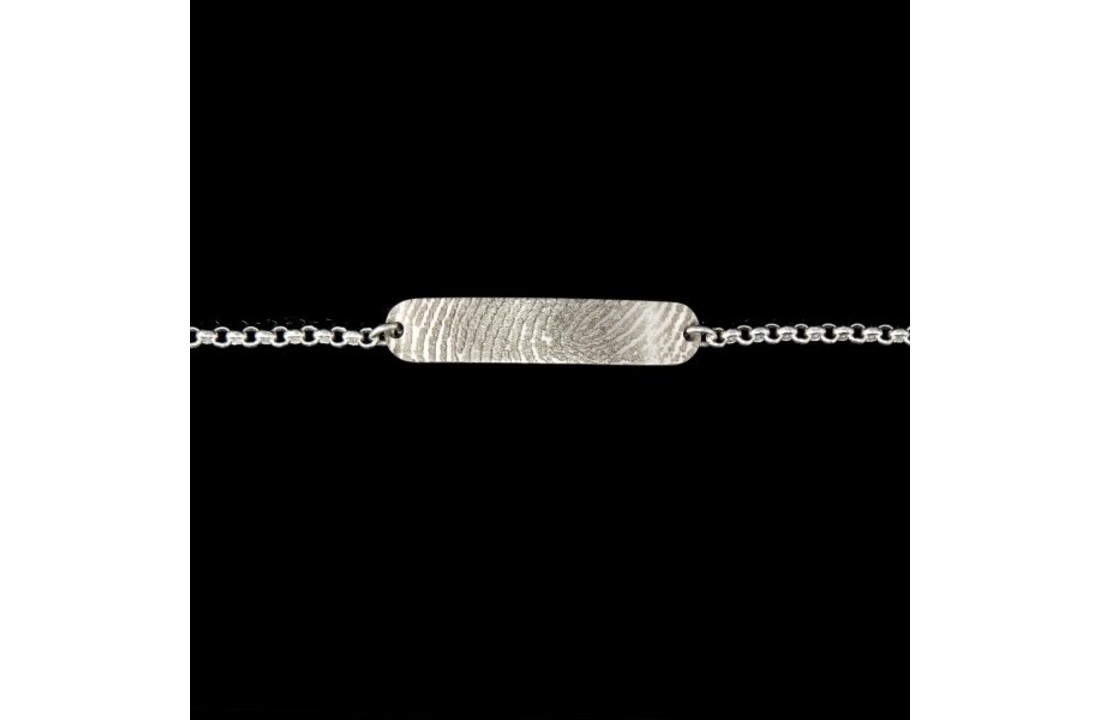 Schakelarmband Zilver met plaat en vingerafdruk