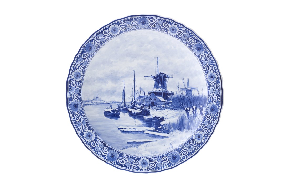 Delfts Blauw Bord molen Apol