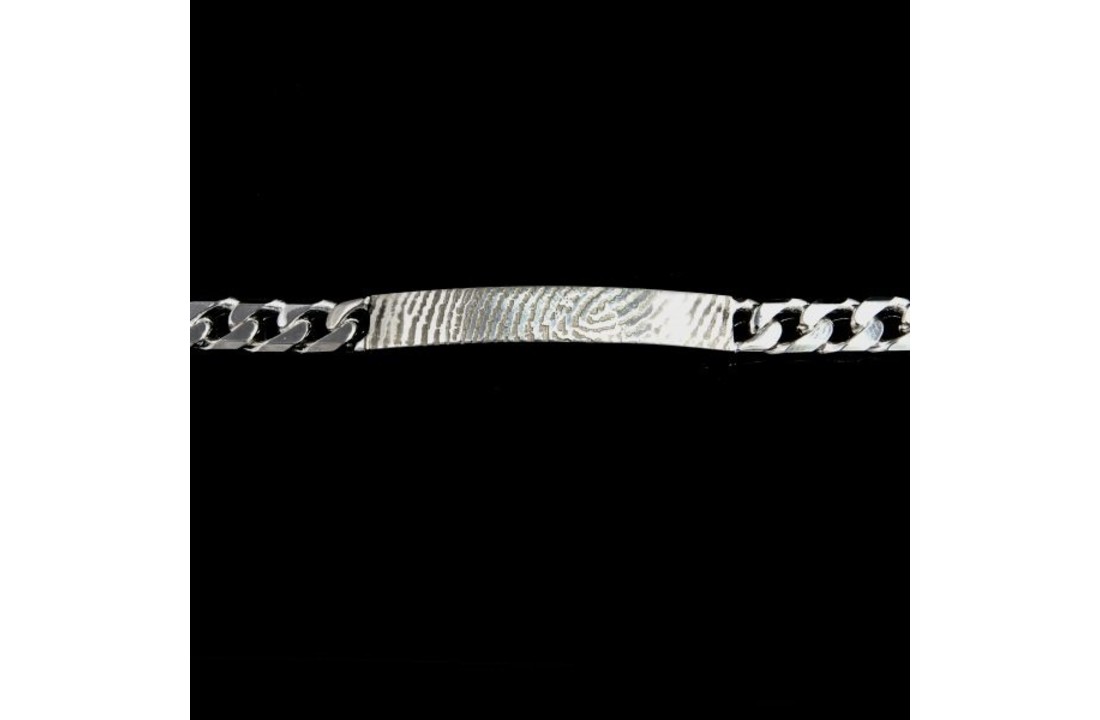 Zilveren armband met plaat met vingerafdruk