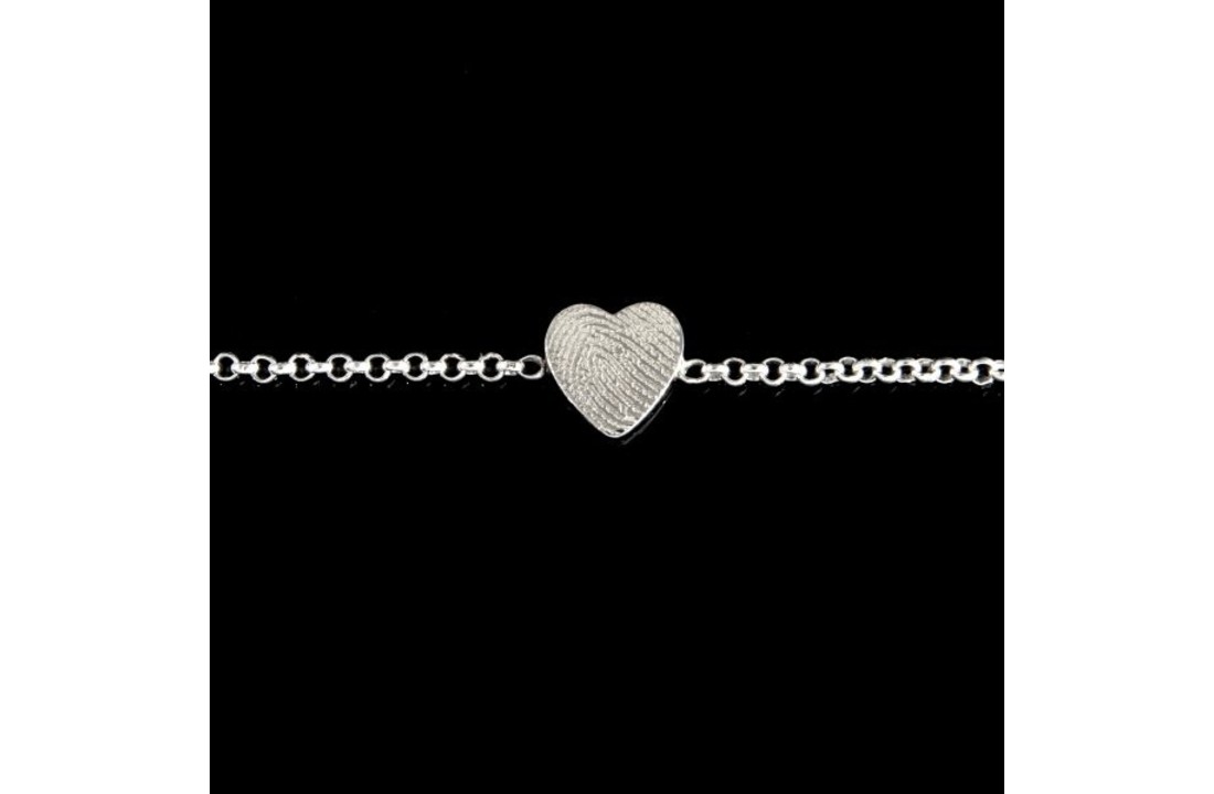 Zilveren armband met vingerafdruk hart
