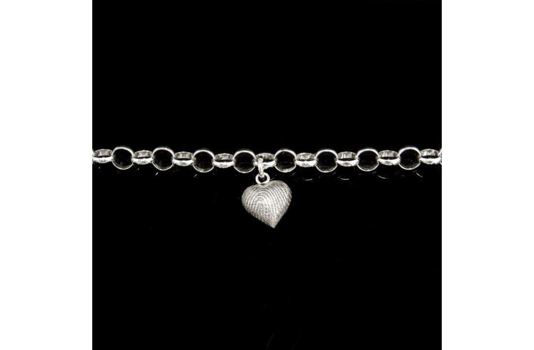 Hart vingerafdruk armband hanger Zilver