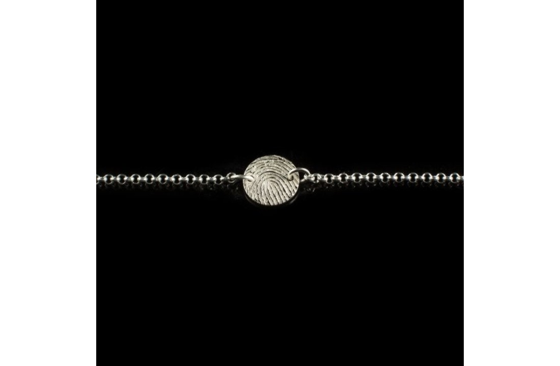 Armband Zilver met rond plaatje en vingerafdruk