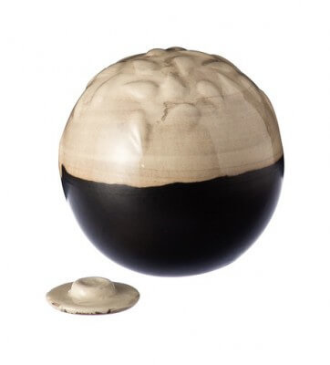 Mini  urn bol in licht en donkerbruin