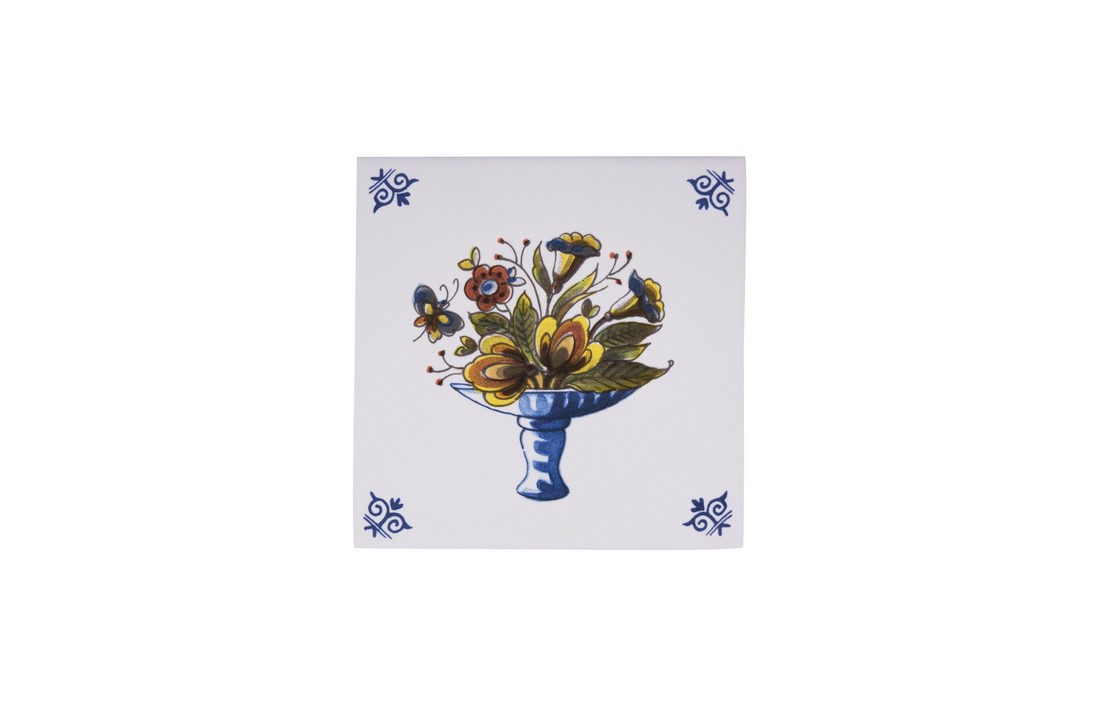Delfts Blauw Tegel Kleurrijke Bloemenmand