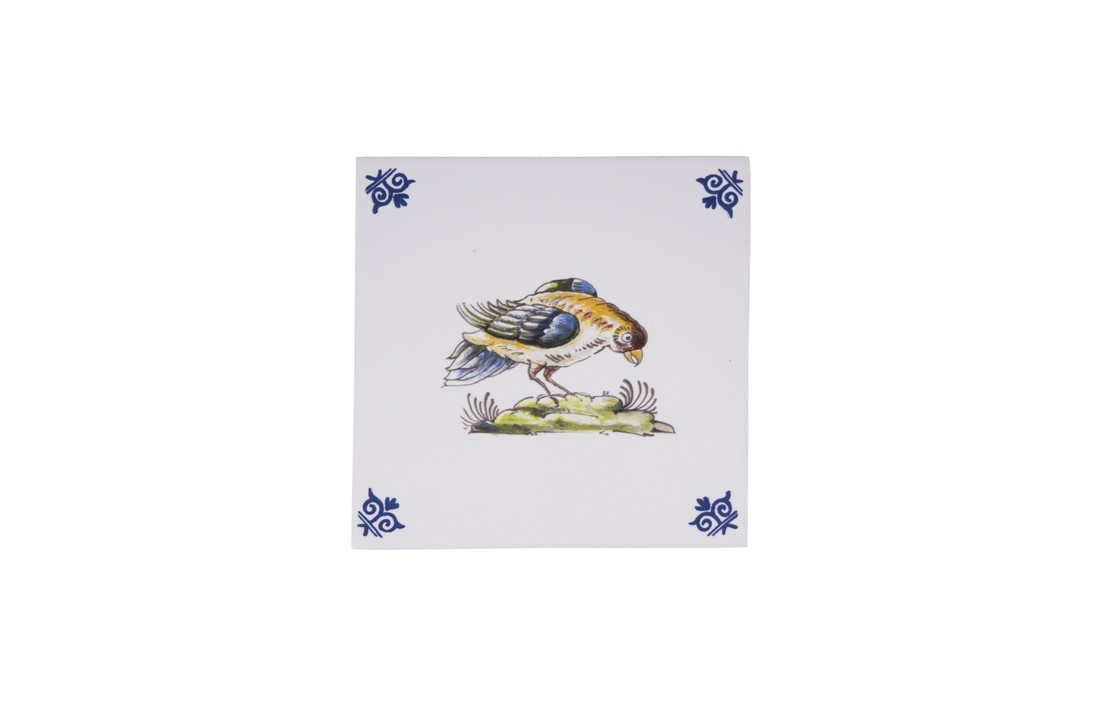 Delfts Blauw Tegel Kleurrijke Vogel
