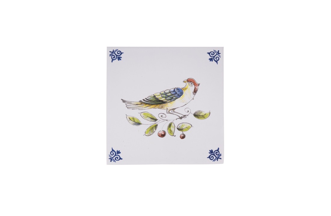 Delfts Blauw Tegel Mooie Vogel