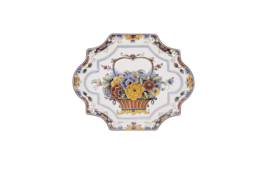 Delfts Blauw Bord Bloemenmand
