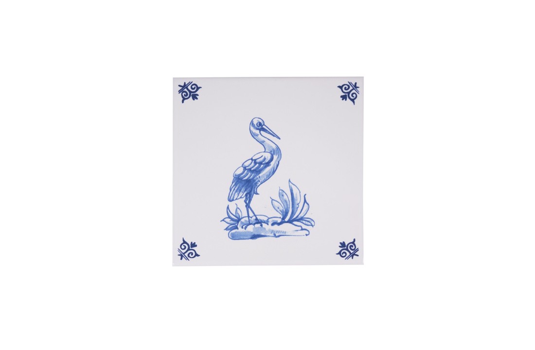 Delfts Blauw Tegel Ooievaar