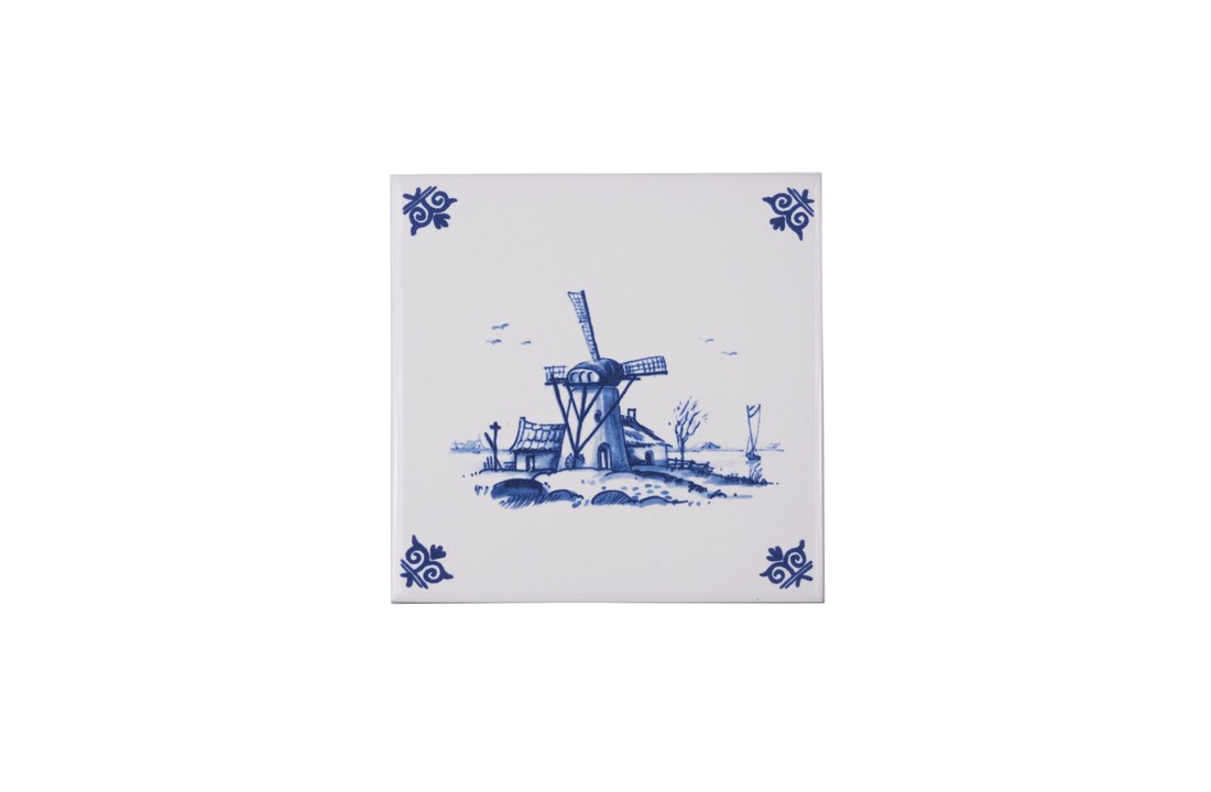 Delfts Blauw Tegel Vogels met Molen