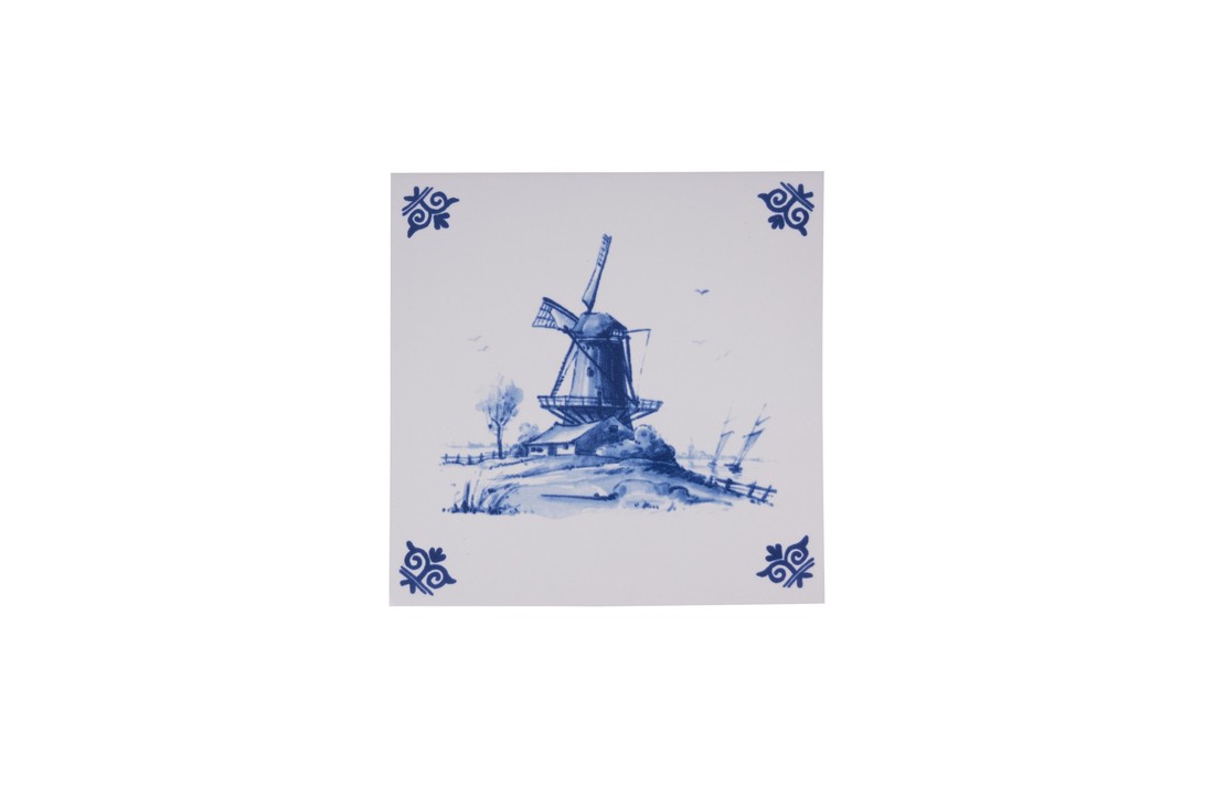 Delfts Blauw Tegel Molen bij Water