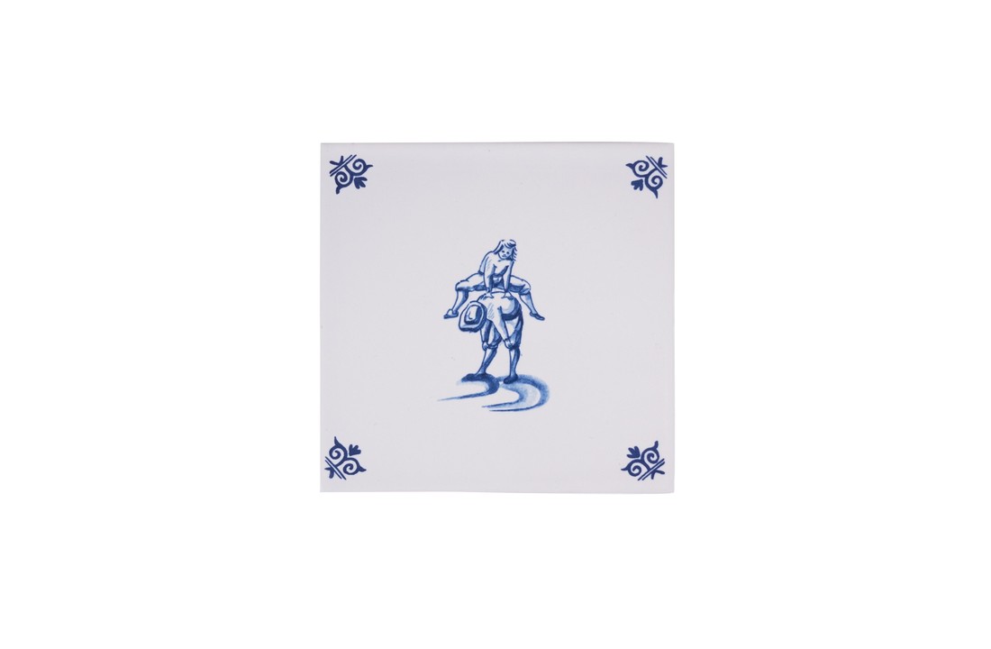 Delfts Blauw Tegel Bokspringen