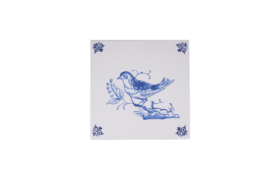 Delfts Blauw Tegel Vogel op Twijgje