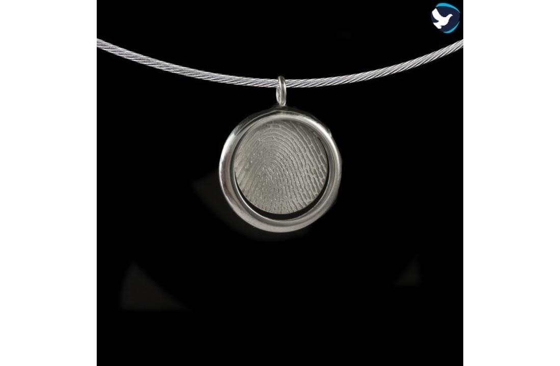 Vingerafdruk hanger rond Zilver met rand