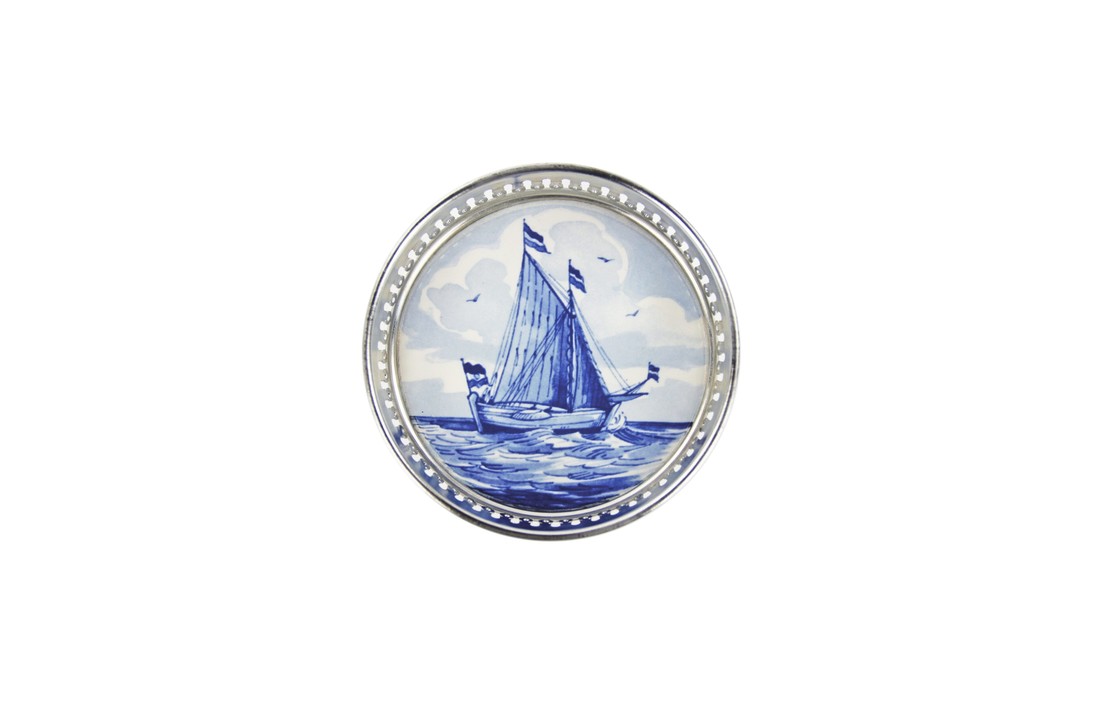 Delfts Blauw Flessenonderzetter Klein Schip