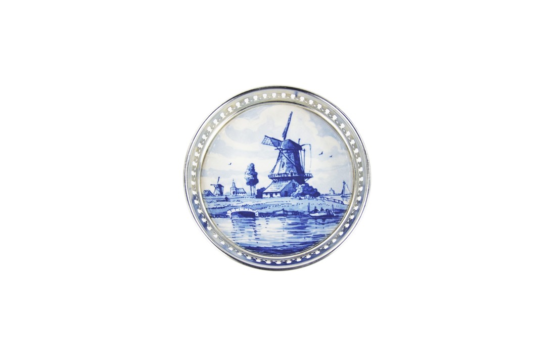 Delfts Blauw Flessenonderzetter Molen