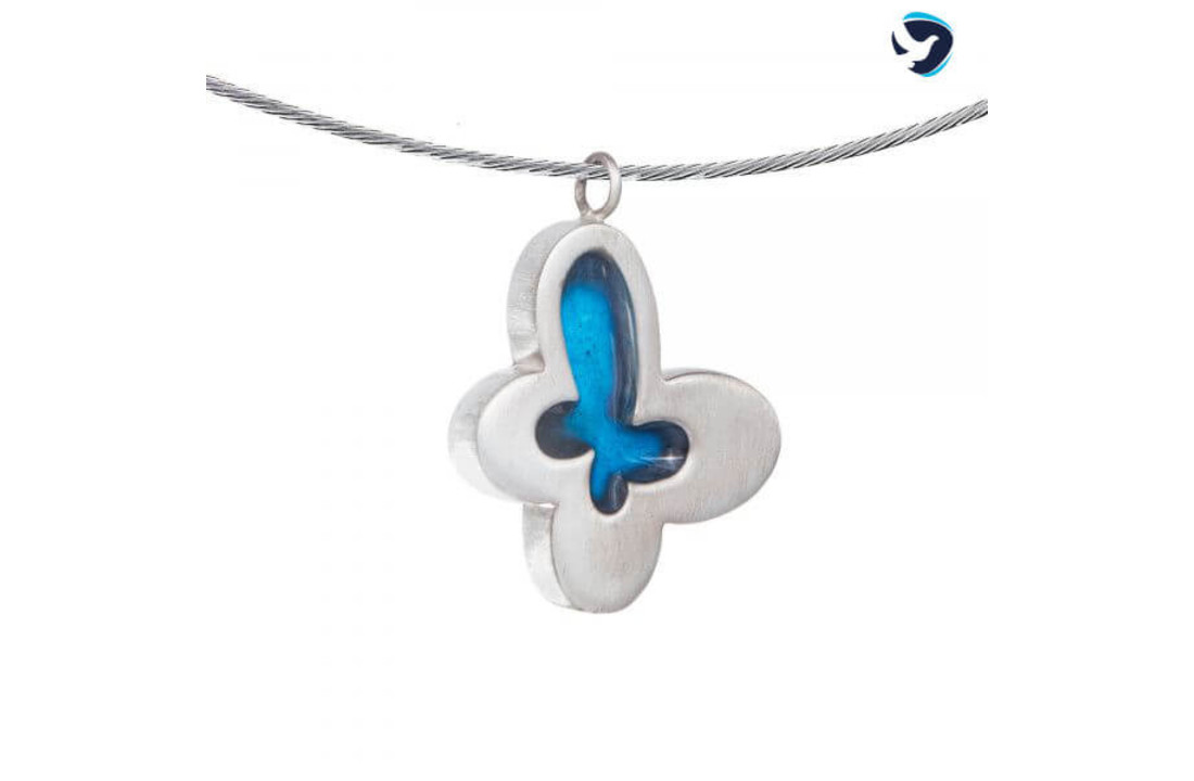 Vlinder ashanger met blauw resin en schroefdop