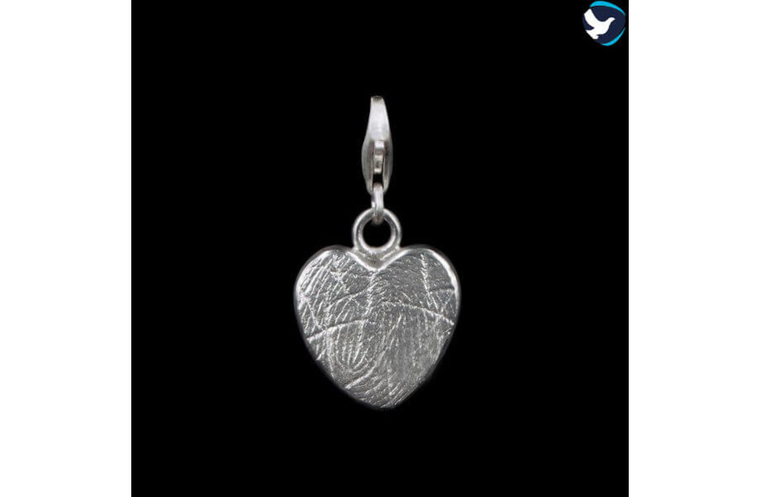 Hartvorm Bead met relief en vingerafdruk Zilver
