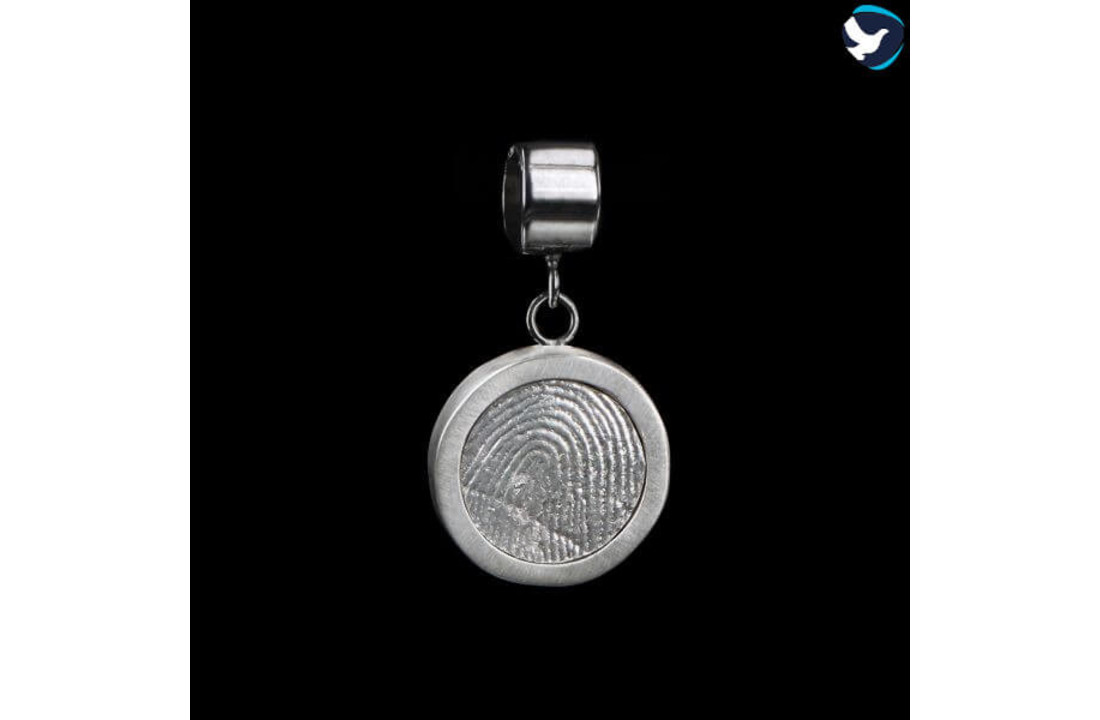 Ronde Bead met vingerafdruk en rand Zilver