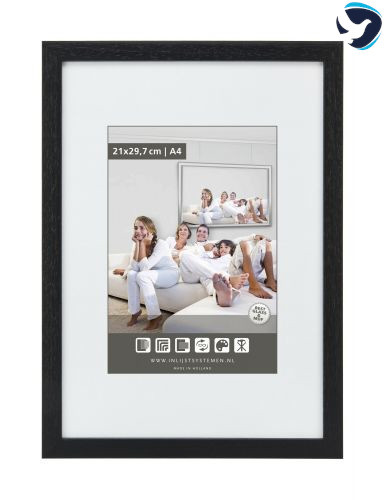 Houten wissellijst Zwart ingewassen 18x24 cm