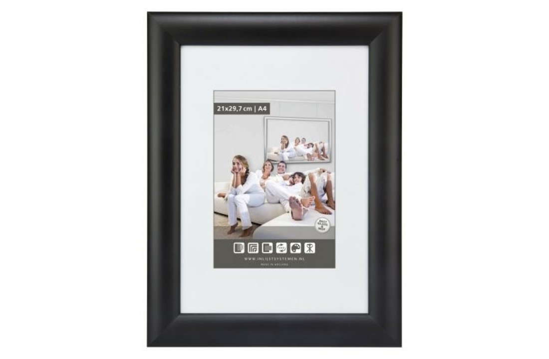 Zwarte wissellijst hout rond 30 mm