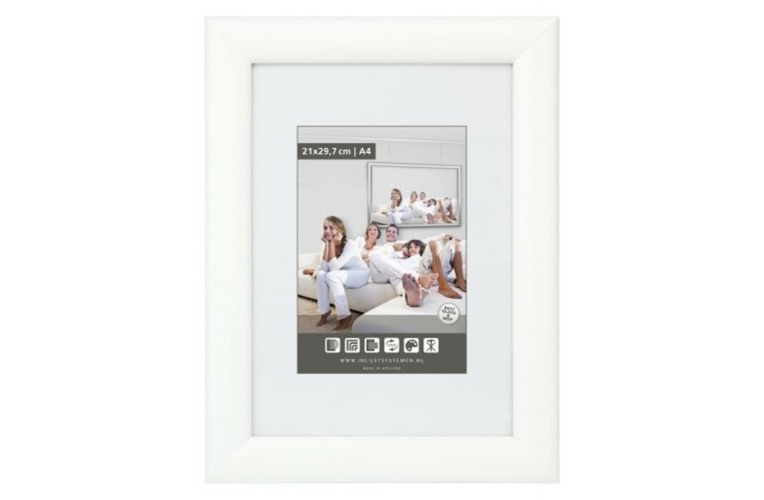 Houten wissellijst Wit met Ronde rand 18x24 cm